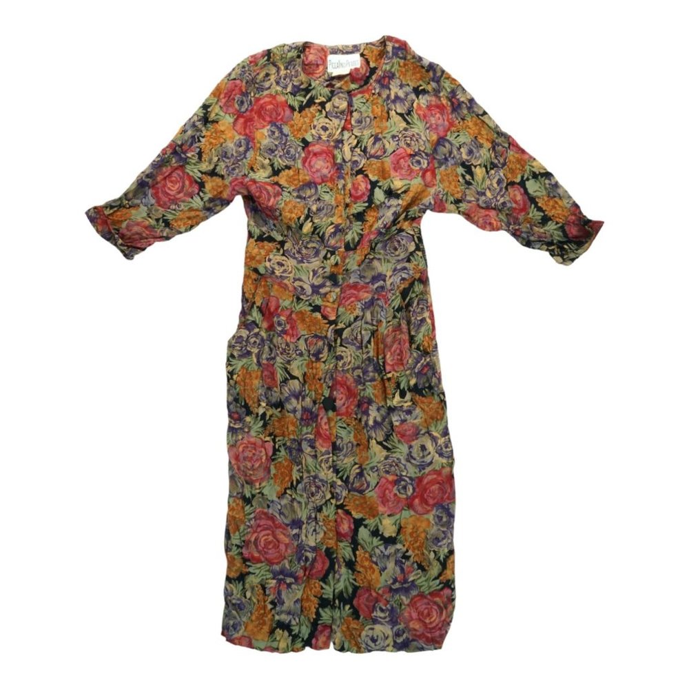 Piccalino Petites Womens Dress 6P Multicolor 3/4 Sleeve Floral Print Vintage
